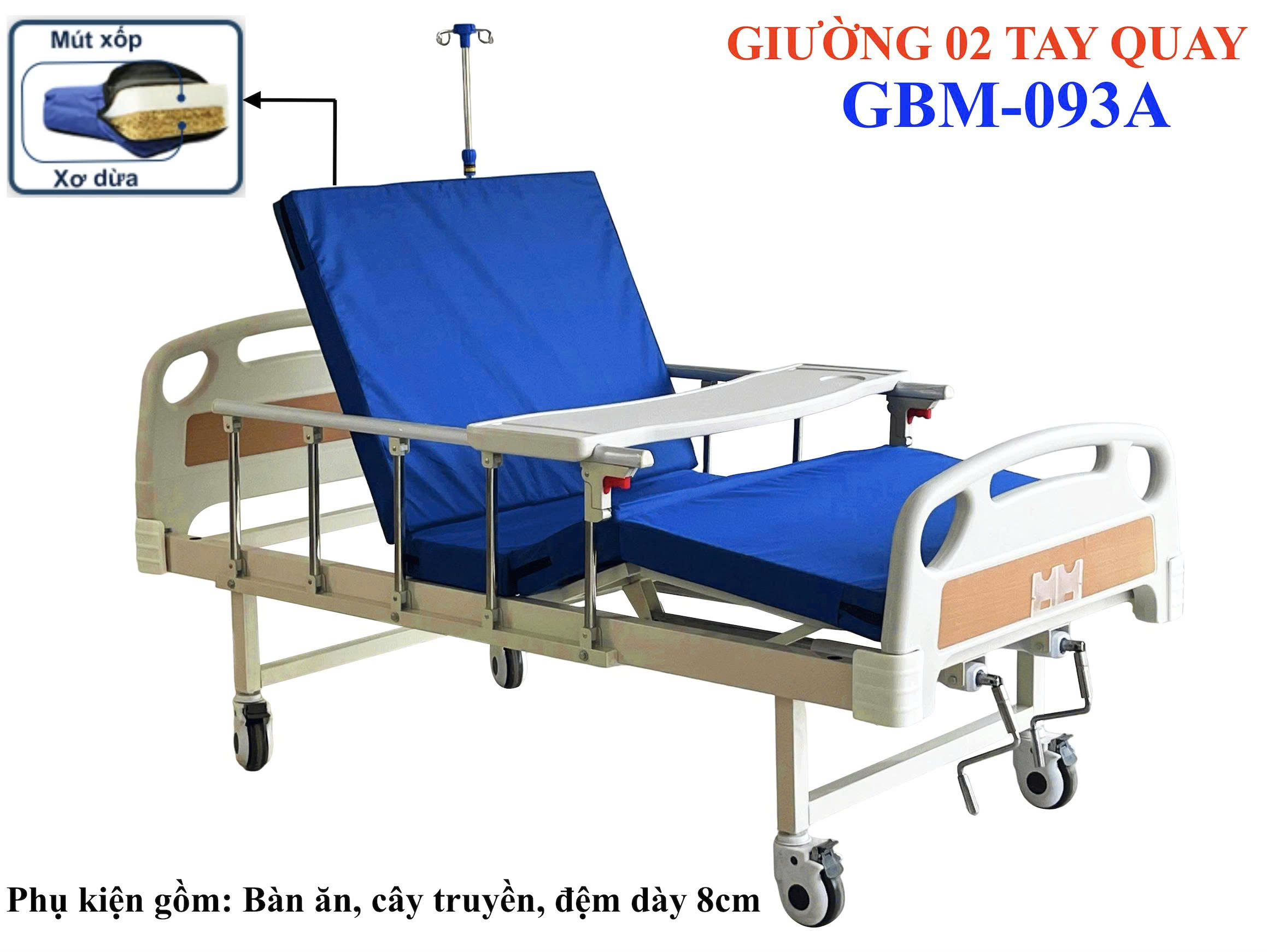 Giường y tế 2 tay quay GBM-093A